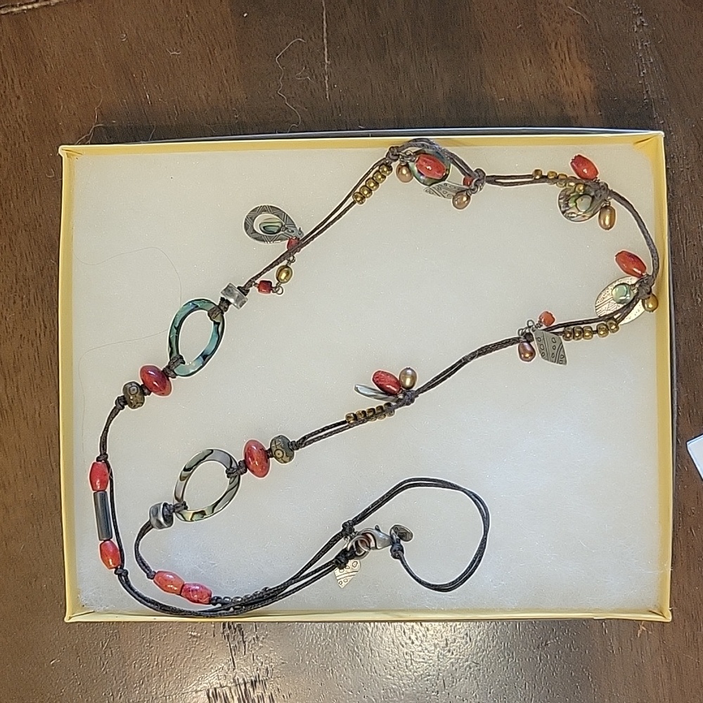Silpada leather and coral necklace